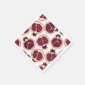 白の上にザクロのスライス スタンダードカクテルナプキン (角)