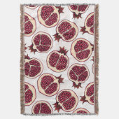 白の上にザクロのスライス スローブランケット (正面縦)