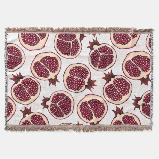 白の上にザクロのスライス スローブランケット (正面)