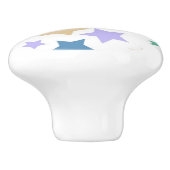白の上にパステル星のパターン セラミックノブ (側面)