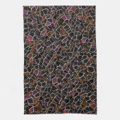 白の上に不規則なワインのモザイクに乱雑な茶色 キッチンタオル (縦)