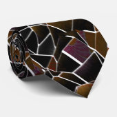 白の上に不規則なワインのモザイクに乱雑な茶色 ネクタイ (ロール)