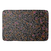 白の上に不規則なワインのモザイクに乱雑な茶色 バスマット (正面)