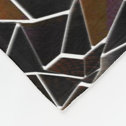 白の上に不規則なワインのモザイクに乱雑な茶色 フリースブランケット (角)