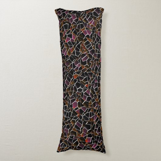 白の上に不規則なワインのモザイクに乱雑な茶色 ボディピロー (正面縦)