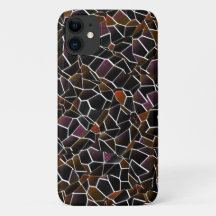 白の上に不規則な濃い赤茶色のモザイクの混乱