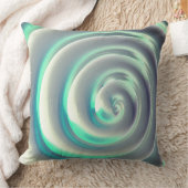 白の上に巨大な銀とアクアマリンのスパイラル クッション (ブランケット)