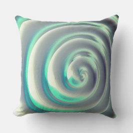 白の上に巨大な銀とアクアマリンのスパイラル クッション
