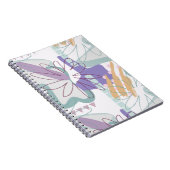 白の上に幾何学的な形状と花。 ノートブック (右側)