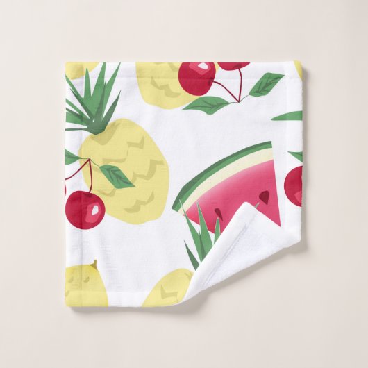白の上に明るい果実と果実。装飾用クッション ウォッシュタオル (ウォッシュタオル)