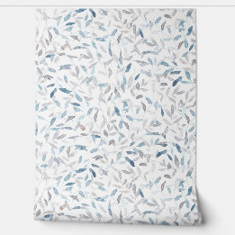 白の上に植物性の水色の離れ灰色の青い 壁紙