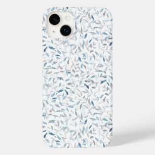 白の上に植物性の水色の離れ灰色の青い Case-Mate iPhone 14 PLUSケース