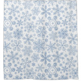 白の上に灰色の雪の結晶 シャワーカーテン (正面)