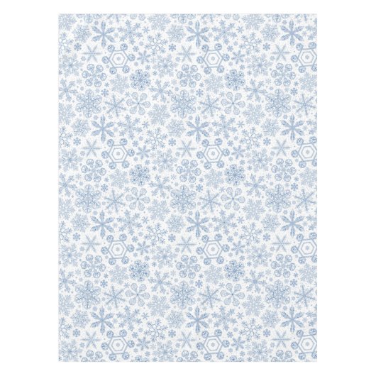 白の上に灰色の雪の結晶 テーブルクロス (正面)
