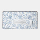 白の上に灰色の雪の結晶 デスクマット (キーボード&マウス)