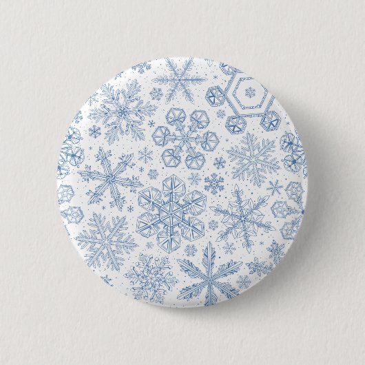 白の上に灰色の雪の結晶 缶バッジ (正面)