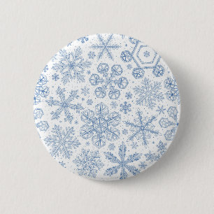 白の上に灰色の雪の結晶 缶バッジ