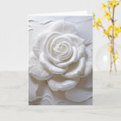 白の上に白 - 彫刻されたバラ カード (黄色い花)