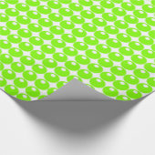 白の上に緑の球体が円を描く ラッピングペーパー (角)