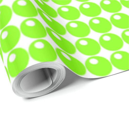 白の上に緑の球体が円を描く ラッピングペーパー (ロールコーナー)
