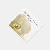 白の上に蘭の結婚花 スタンダードカクテルナプキン (角)