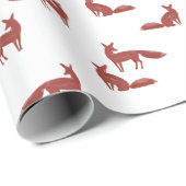 白の上に赤いキツネのクリスマスパターン ラッピングペーパー (ロールコーナー)