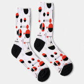 白の上に赤い白い黒のバウハウス幾何学的形状 ソックス (右)