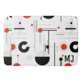 白の上に赤い白い黒のバウハウス幾何学的形状 バスマット (正面)