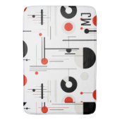 白の上に赤い白い黒のバウハウス幾何学的形状 バスマット (正面縦)