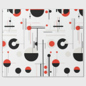 白の上に赤い白い黒のバウハウス幾何学的形状 ラッピングペーパー (フラット)