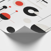 白の上に赤い白い黒のバウハウス幾何学的形状 ラッピングペーパー (角)