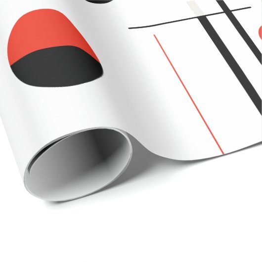 白の上に赤い白い黒のバウハウス幾何学的形状 ラッピングペーパー (ロールコーナー)