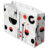 白の上に赤い白い黒のバウハウス幾何学的形状 ラージペーパーバッグ (裏面アングル)