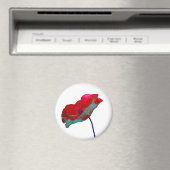 白の上に赤い青のポピー マグネット (インサイチュ (食洗機))