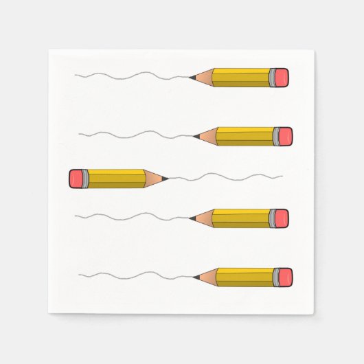 白の上に鉛筆のスクラブル スタンダードカクテルナプキン (正面)