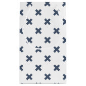 白の上に青い灰色の十字糸 スモールペーパーバッグ (裏面)