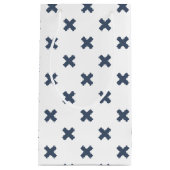 白の上に青い灰色の十字糸 スモールペーパーバッグ (正面)