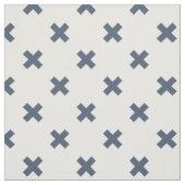 白の上に青い灰色の十字糸 ファブリック (見本)