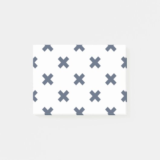 白の上に青い灰色の十字糸 ポストイット (正面)