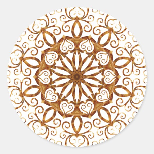 白の上に黄金のフィリグラーフレーク ラウンドシール (正面)