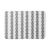 白の上に黒と灰色のらせん状パターン バスマット (正面)