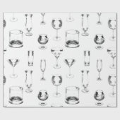 白の上に黒の詰め合わせガラス製品 ラッピングペーパー (フラット)