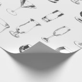 白の上に黒の詰め合わせガラス製品 ラッピングペーパー (角)