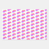 白の上に3つのリンクハートパターン ラッピングペーパーシート (正面3)