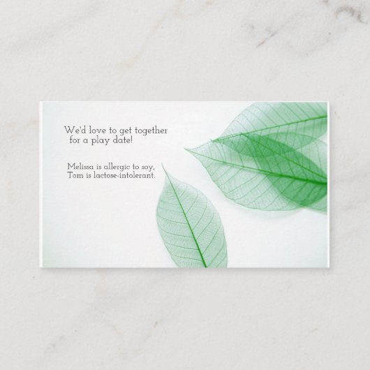 白の上のリーフスケルトン 名刺 (裏面)