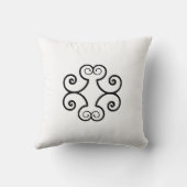 白の上の黒い緩和曲線ベクトル クッション (裏面)