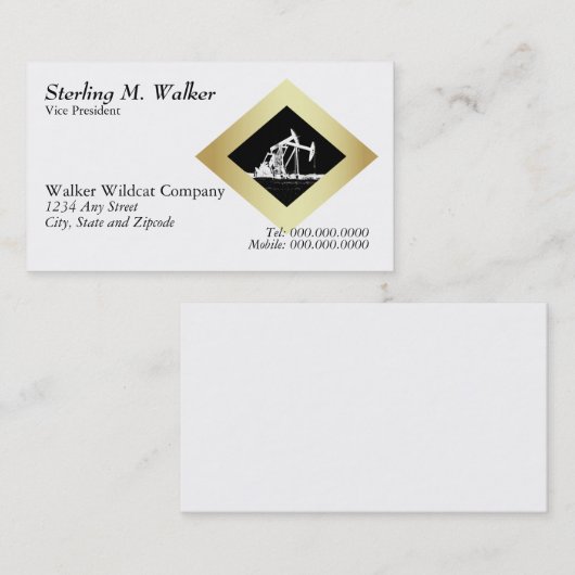 白の二重油井のポンピングユニットの金ゴールドのダイヤモンド 名刺 (正面/裏面)