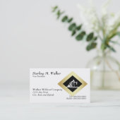 白の二重油井のポンピングユニットの金ゴールドのダイヤモンド 名刺 (スタンド正面)