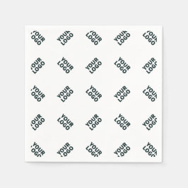 白の交互ビジネス ロゴもしくは画像パターン スタンダードカクテルナプキン