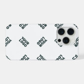 白の交互ロゴもしくは画像パターン iPhoneケース (裏面横)